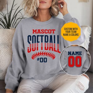 Custom Softball mom Shirt, School Spirit Wear, Softball Mom Sweatshirt, Spirit Wear Shirt Softball Hoodie, Team Softball Sweatshirt