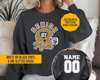 Custom Glitter Senior Football Mom, Glitter Football Mom Shirt, Football Mom Glitter Shirt, Senior Mom T-Shirt, Senior Mom Glitter Shirt
