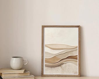Art mural abstrait neutre à imprimer | Décoration minimaliste moderne | Téléchargement numérique
