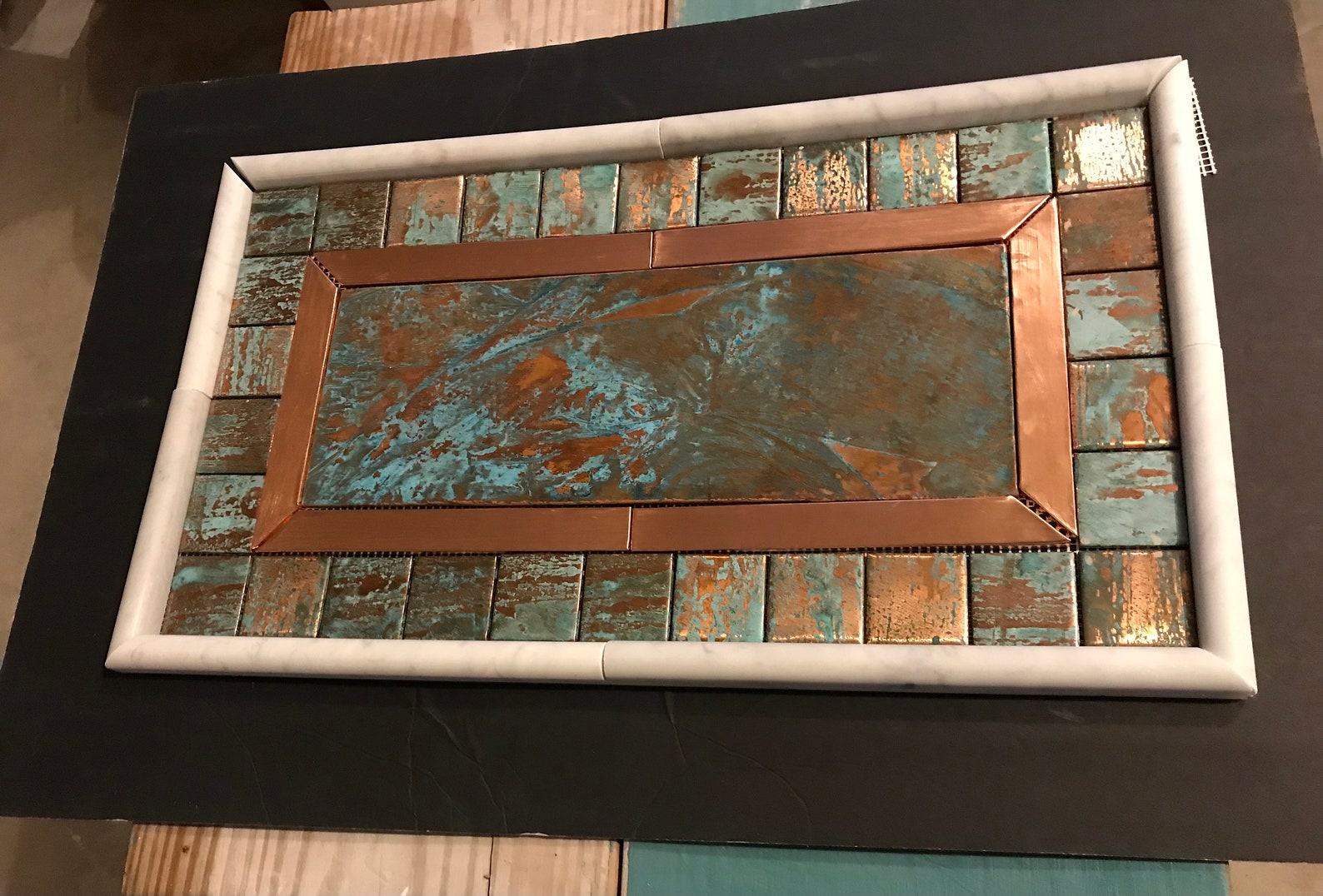 Genuine Copper Tile Kitchen Backsplash Blue Green Natural - Etsy