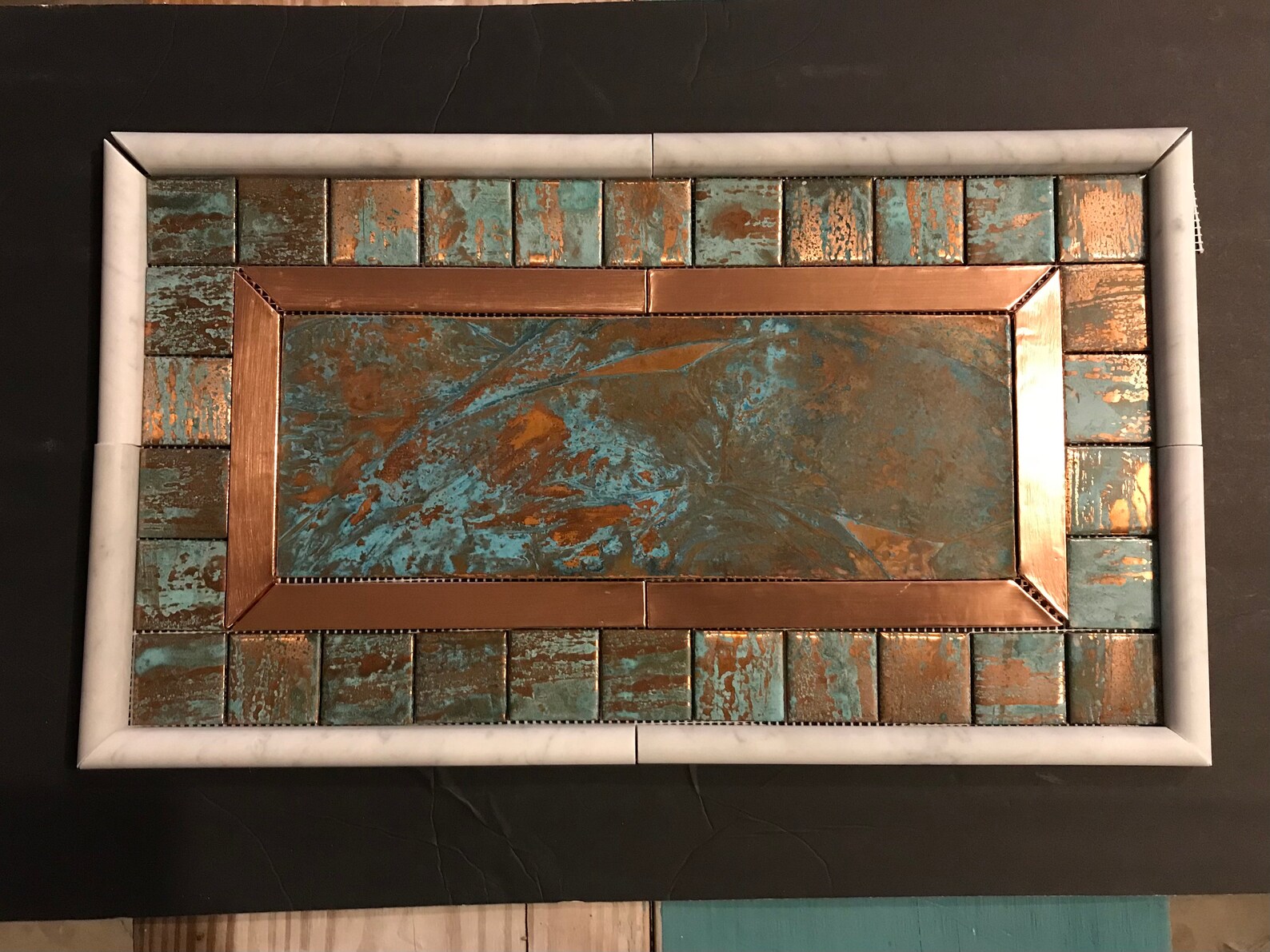 Genuine Copper Tile Kitchen Backsplash Blue Green Natural - Etsy