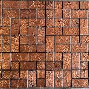 WHISKEY RIVER Copper Tile Accent Liner ~Textured~  Natural Dark Oxidized Patina for Kitchen, Bathroom, Bar, Shower, Indoors or Out by TILEZE