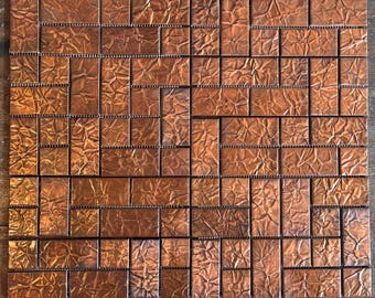 WHISKEY RIVER Copper Tile Accent Liner ~Textured~  Natural Dark Oxidized Patina for Kitchen, Bathroom, Bar, Shower, Indoors or Out by TILEZE