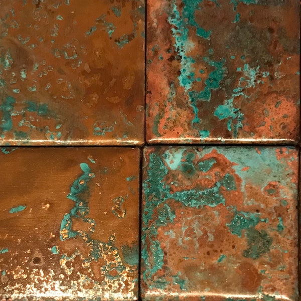 2x2 Copper Accent Wall Tiles with Rustic Patina