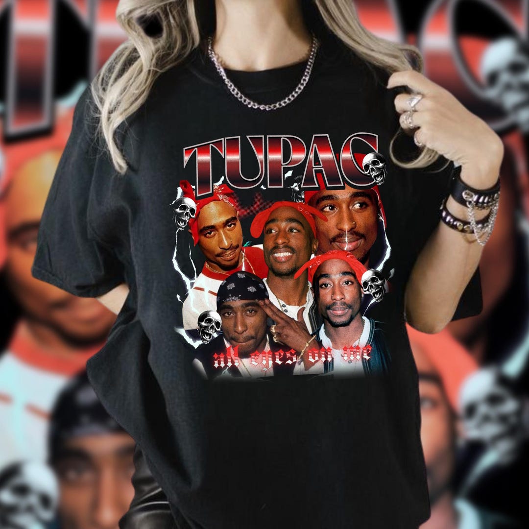 Two Pack Singer Tupac Shakur Vintage Oversized T-shirt 2pac Iconic Rap Shirt for Hip ...