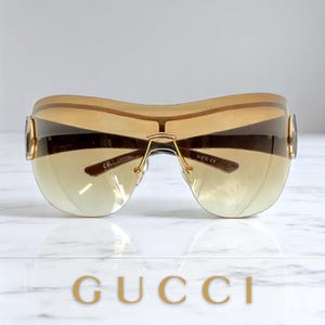 Gucci VINTAGE Y2K Horsebit Rimless Shield Sunglasses GG 2711