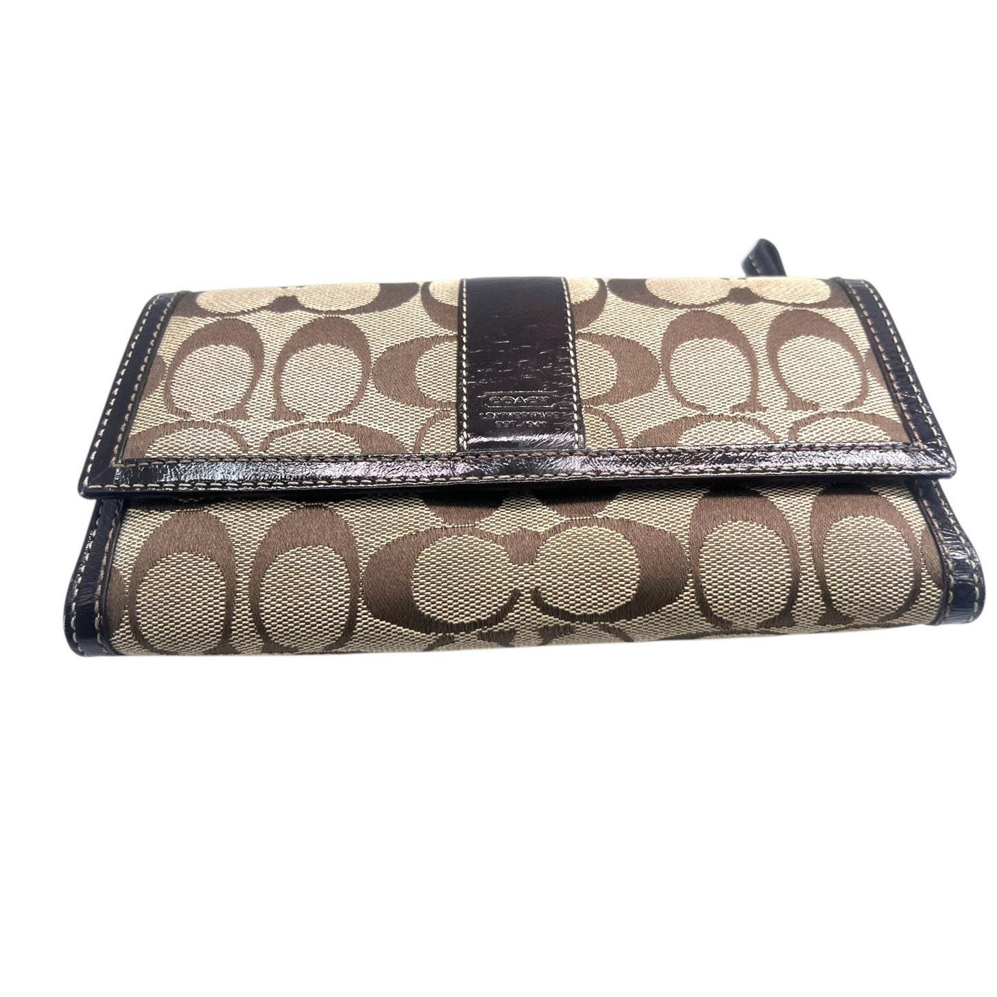 Vintage Y2K 2000's Coach Hampton Brown Clutch Checkbook Wallet