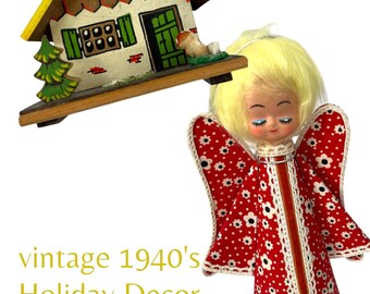 German Artisan Vintage Cottage House 3 Bears Music Turning Angel Little Red Bank