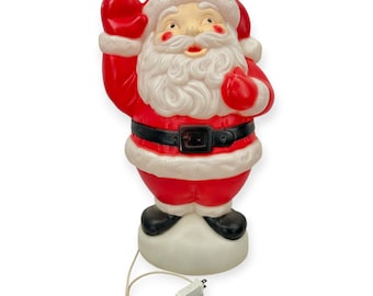 VINTAGE 1996 19-in Light-Up Empire Waving Santa Claus Blow Mold Lawn Decoration