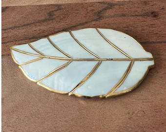 Foulard avec boucle de ceinture, nacre vintage des années 70, feuille d'or, coquillage artisanal