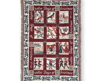 VINTAGE Goodwin Weavers '12 Days of Christmas' 65 X 45-in Tapestry