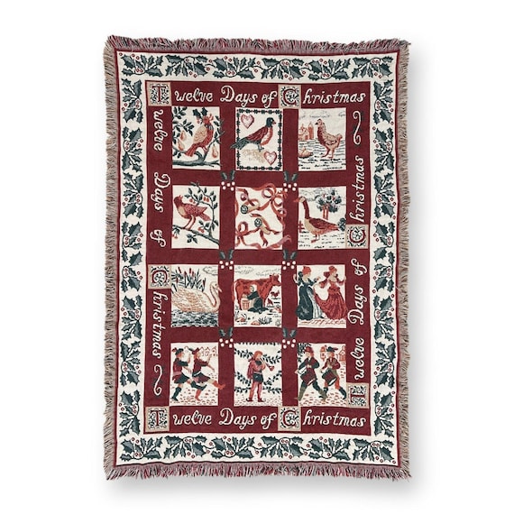 VINTAGE Goodwin Weavers '12 Days of Christmas' 65 X 45-in Tapestry
