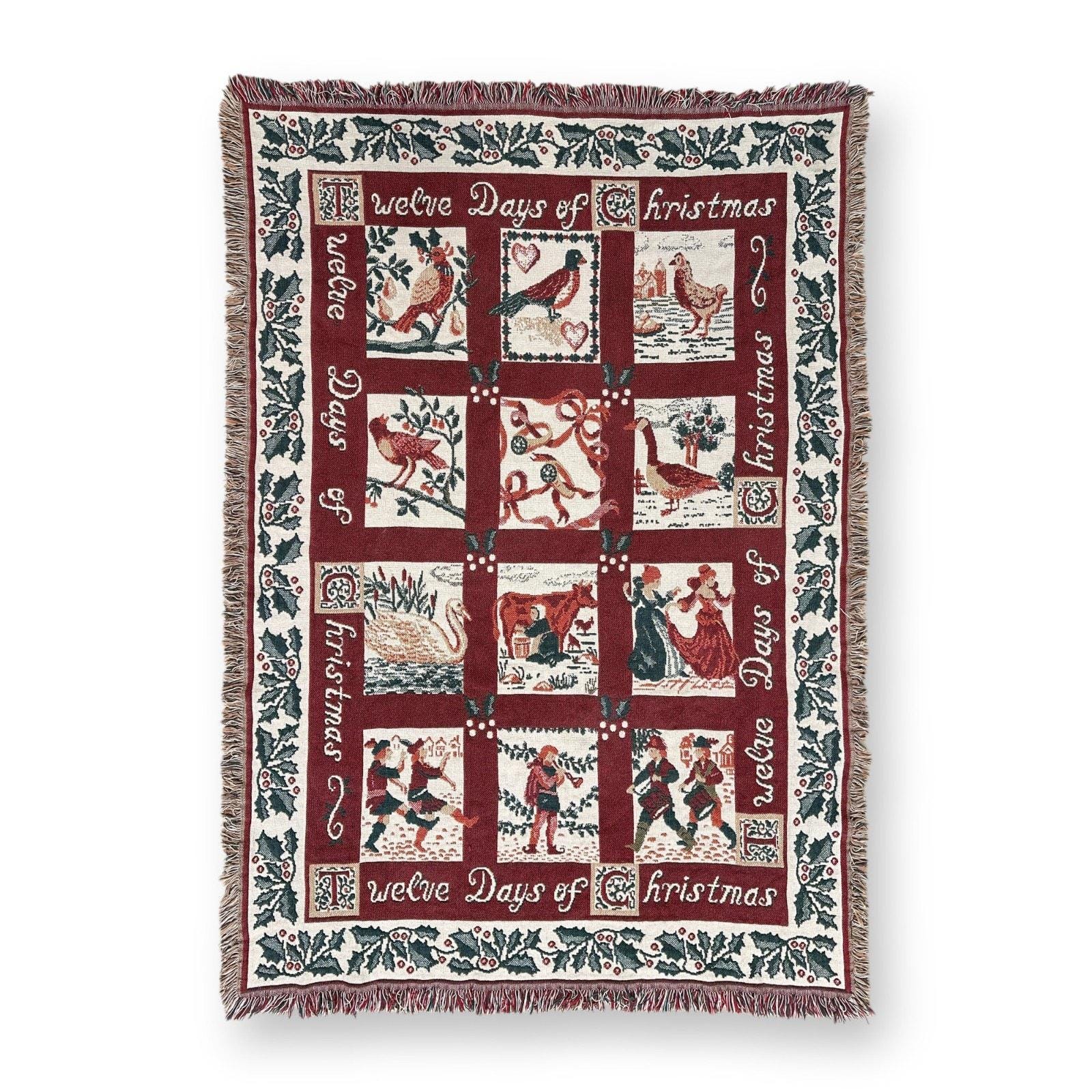 VINTAGE Goodwin Weavers '12 Days of Christmas' 65 X 45-in Tapestry