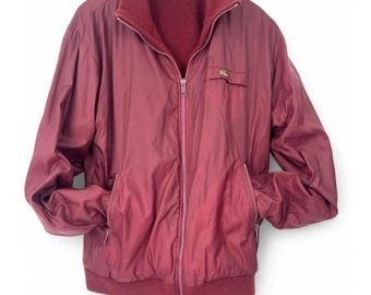 Vintage 70's Izod Lacoste Men's M Reversible Jacket Windbreaker Bomber Ox Blood