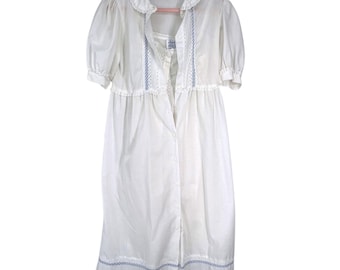 vintage 60's 2 Piece Set S white nightgown lace embroidered robe sleepwear