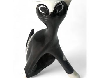 MCM 50&#39;s original vintage sitting cat figurine CMIELOW BOGUCICE Mid Century