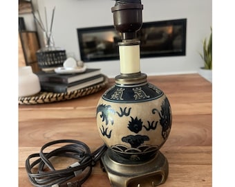 70's  vintage Chinoiserie table lamp Chinoiserie Asian dragon brass Porcelain