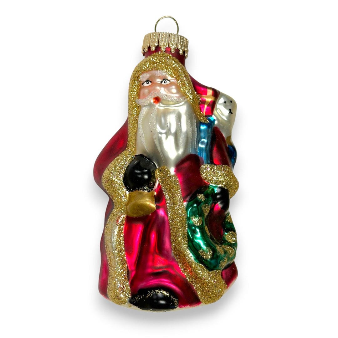 Hand Painted Blown Glass Santa Ornament, Old World Style - Etsy
