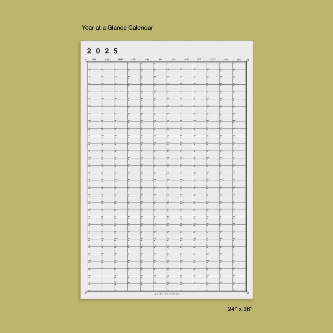 2025 Year at A Glance Wall Calendar - Etsy