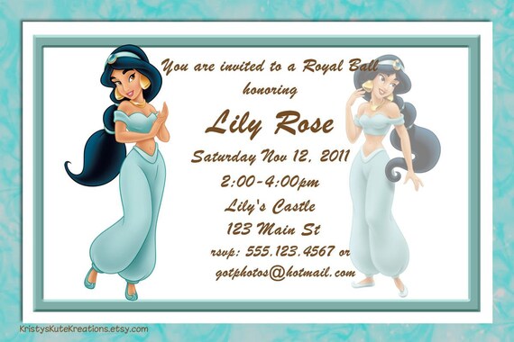 Invitation Anniversaire Jasmine Aladdin De Disney Etsy Invitation Anniversaire Jasmine Aladdin De Disney Etsy