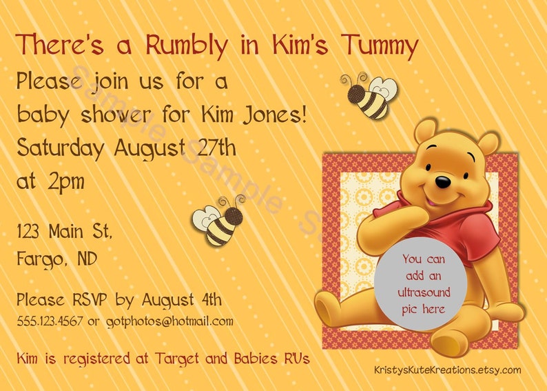 Baby Shower Invitation Winnie the Pooh Digital Etsy