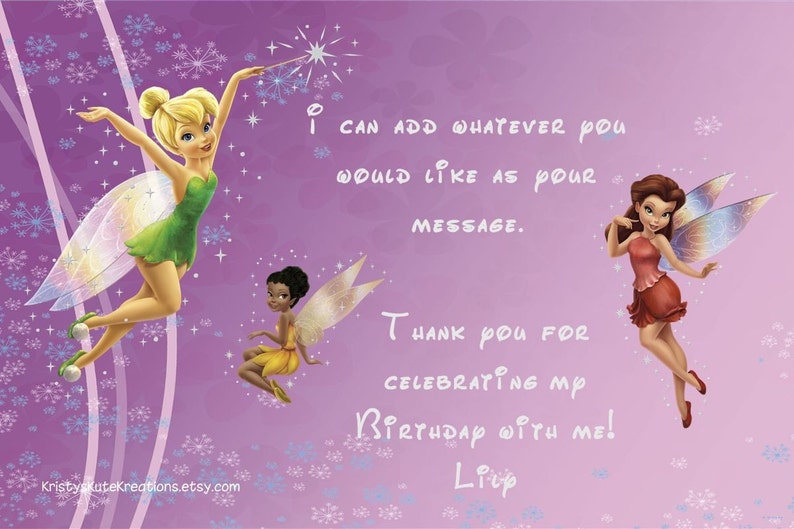 Disney/'s Fairies Invitation OR Thank you card DIGITAL