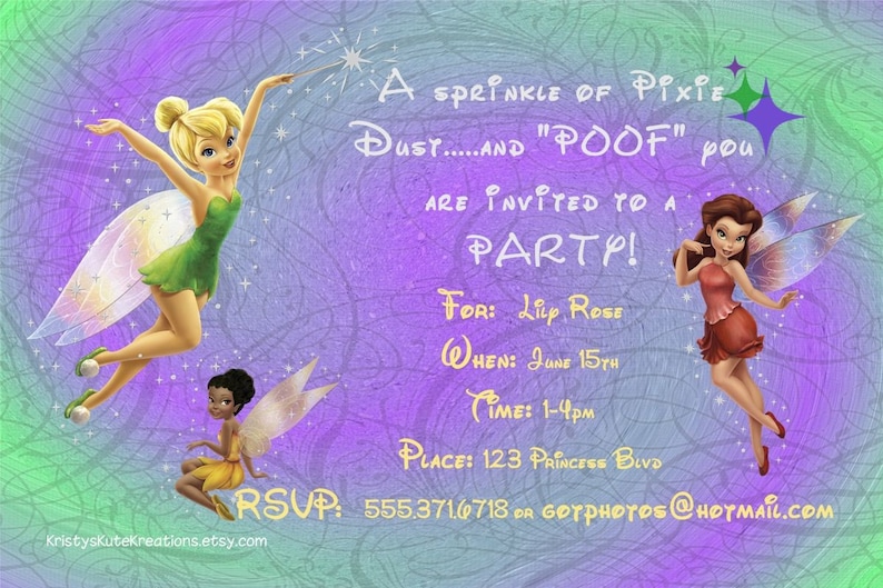 Disney/'s Fairies Invitation OR Thank you card DIGITAL