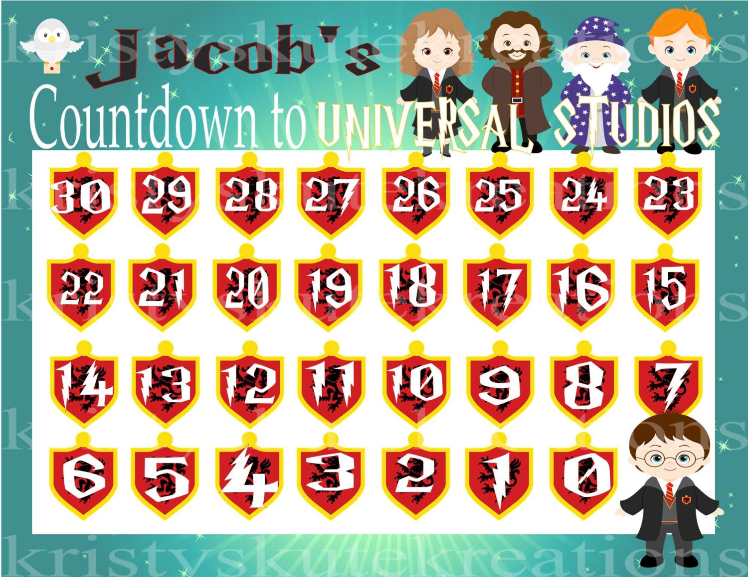 Countdown to Universal Studios Calendardigital Etsy