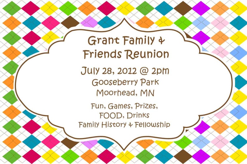 customizable digital diamonds Family Reunion invitations
