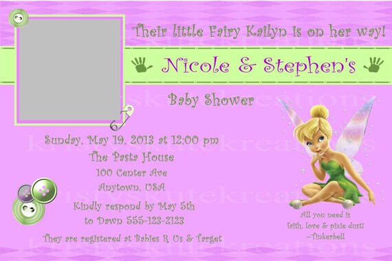 tinkerbell baby shower invitations