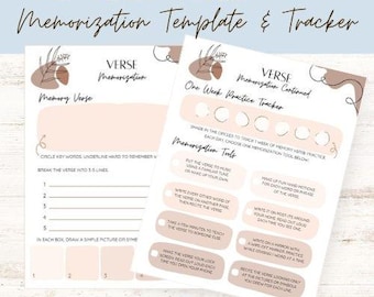 Bibel-Vers-Memorisierungsvorlage, Schrift-Memory-Tool, Memory-Vers-Printable