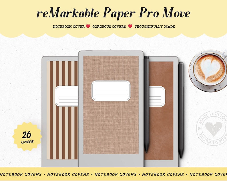 Remarkable Paper Pro Move Notebook Covers – Digital Templates - Etsy
