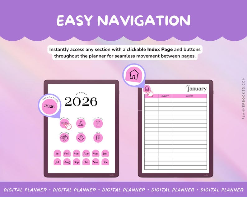 Kindle Scribe Planner 2026 | Hyperlinked Digital Planner PDF, Daily ...