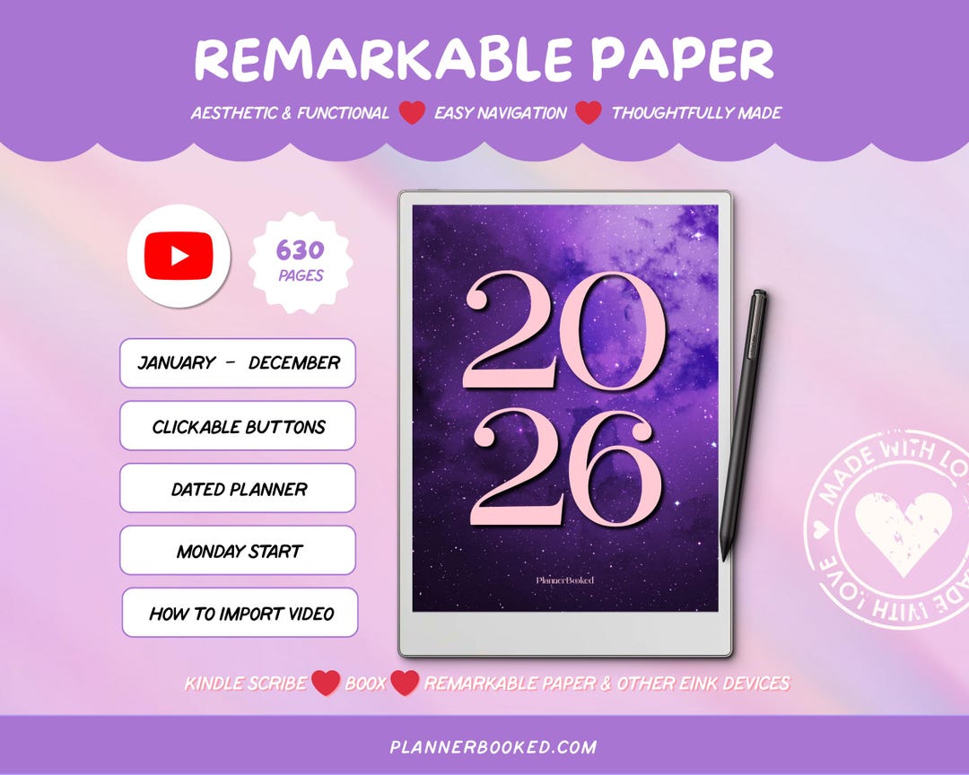 Remarkable Paper Pro 2026 Digital Planner | Daily, Weekly & Monthly for ...