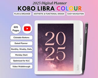Kobo Libra Colour Digital Planner PDF, Remarkable Paper Pro, Kobo Sage, Kobo Elipsa, Kobo Stylus