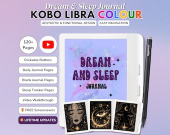 Kobo Libra Colour, Manifestation Journal, Sleep Dream Journal, Lilac Digital Journal, Witchy Whimsical Wallpaper, Kobo Libra Colour Case