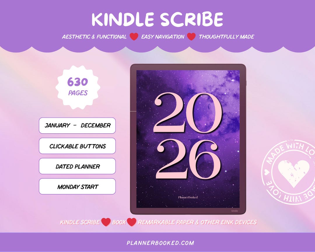 Kindle Scribe Planner 2026 | Hyperlinked Digital Planner PDF, Daily ...