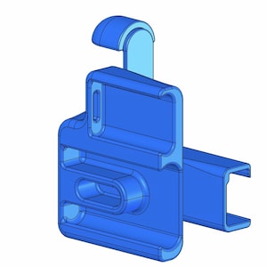 Könnte beinhalten: Eine blaue Handyhülle aus Kunststoff mit einem integrierten Ständer. Die Hülle hat einen Ausschnitt für die Kamera und einen Schlitz für ein Ladekabel.