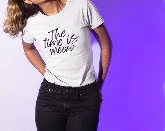 Meow Time Cat Lover Tee, Funny Animal Graphic Shirt