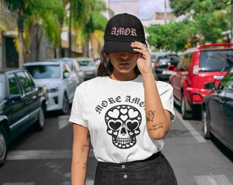 Glam Rock Skull Hearts T-Shirt, Casual Outfit, More Amor Style