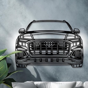 Personalized LED Car Silhouette: Handmade Wooden Garage Decor - Audi