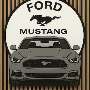 Ford Mustang LED Wall Art – Custom Car Gift for Him – Wooden Garage Sign – Racing Lover Birthday Surprise – Handmade Decor from Your Photo