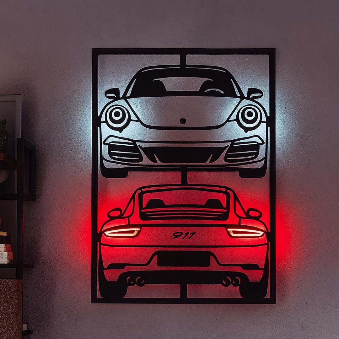 Custom LED Garage Car Sign: Lighted Wood Wall Art - Etsy