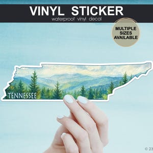 Tennessee State Sticker, Smoky Mountains Decal, Watercolor Sticker, Nature Vinyl Decal, Scenic Travel Sticker, Waterproof Hiking Souvenir