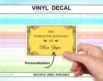 Personalized Journal Sticker in Yellow, Inspired by Emma M. Lion | Gift for Readers, Custom Journal Label
