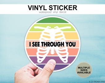 I See Through You Sticker for Radiologic Technologist | X-Ray Tech Gift for Rad Tech Week, Retro X-Ray Sticker, Funny Radiology Sticker