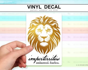 Imperterritus Sticker with Gold Lion | Undaunted. Fearless., Literary Quote Gift for Readers