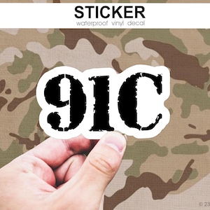 91C Sticker, Vinyl Decal, Utilities Equipment Repairer Sticker, Military Repair Tech Decal, Waterproof Sticker, Vinyl Sticker, 91C Decal