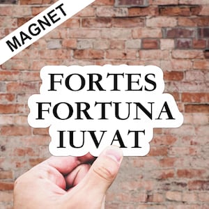 Fortune Iuvat Magnet, Glück bevorzugt den mutigen Magneten, Glück bevorzugt den mutigen Magneten, lateinische Phrasenmagnet, Kühlschrankmagnet
