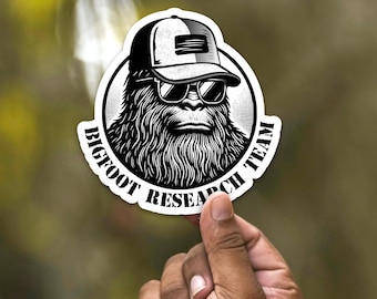 Naklejka z zespołem badawczym Bigfoot, zabawna naklejka Sasquatch | Wodoodporna naklejka winylowa na komputer, laptopa lub butelkę z wodą